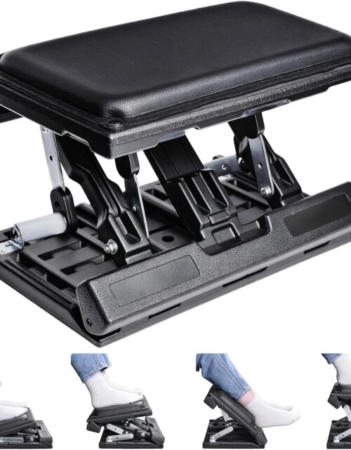 Scalebeard Foot Rest for Under Desk at Work,Height Adjustable Infinite Angle Ergonomic Foldable Footrest for Office, Gaming,Computer, Removable Pad Desk Foot Stool with Massage Beads,for All Seasons